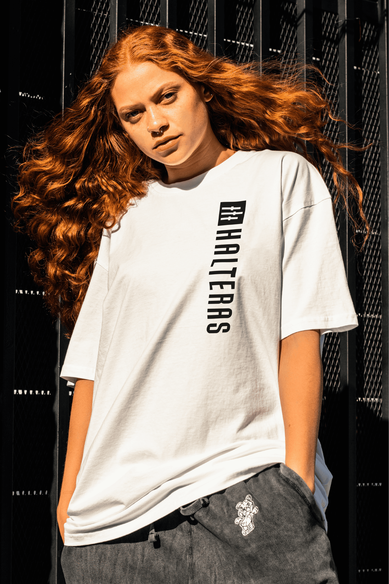 camiseta halteras blanca unisex